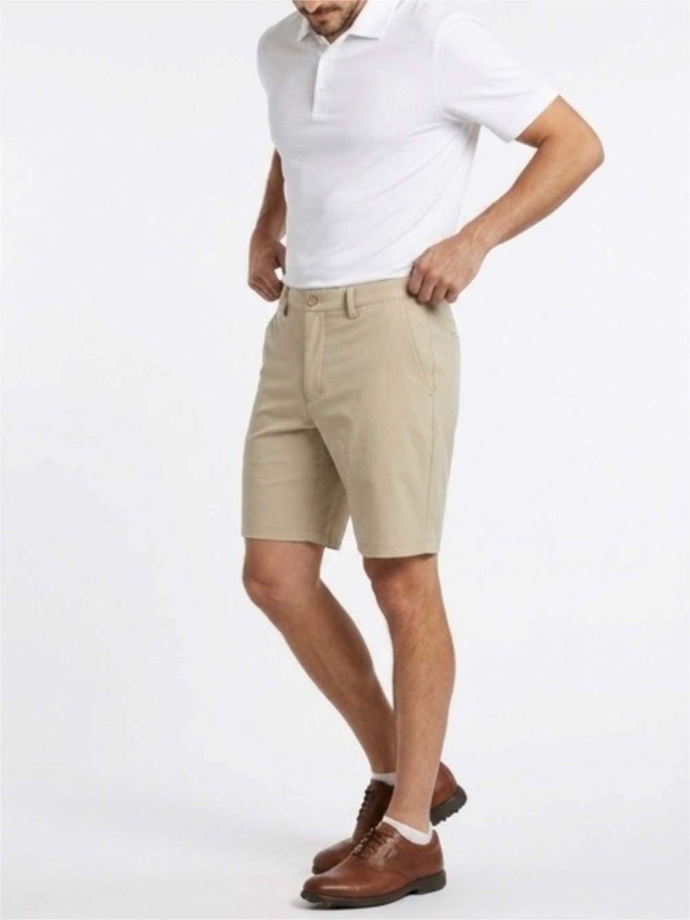 Greg Norman Performance Stretch Golf Shorts Size 38 Khaki